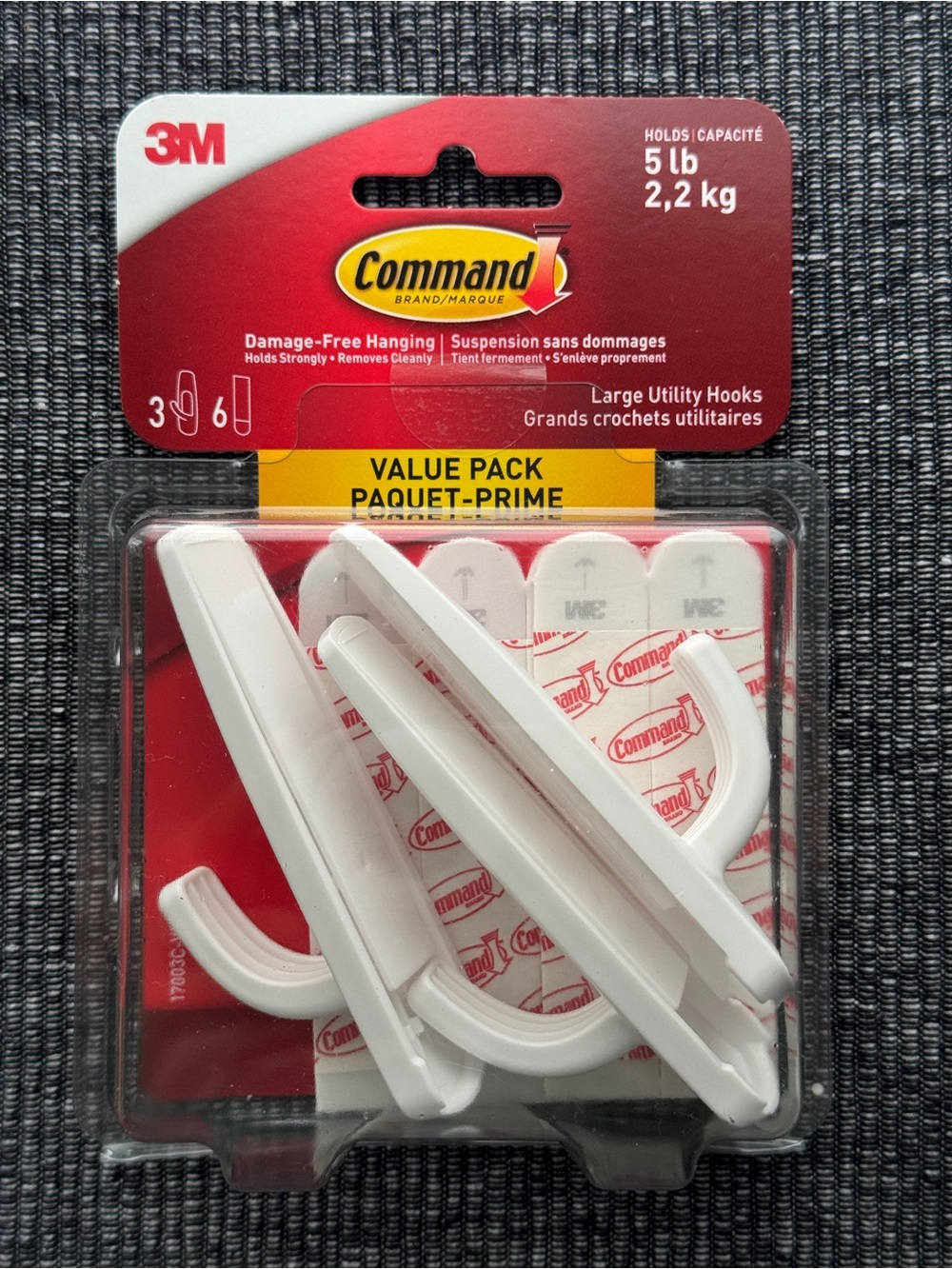 3M Command Large Utility Hooks Value Pack 5lb White Hooks